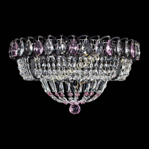 Люстра Кольцо Классика Черная с розовыми подвесками в Екатеринбурге Люстра Кольцо Классика Черная с розовыми подвесками в Екатеринбурге